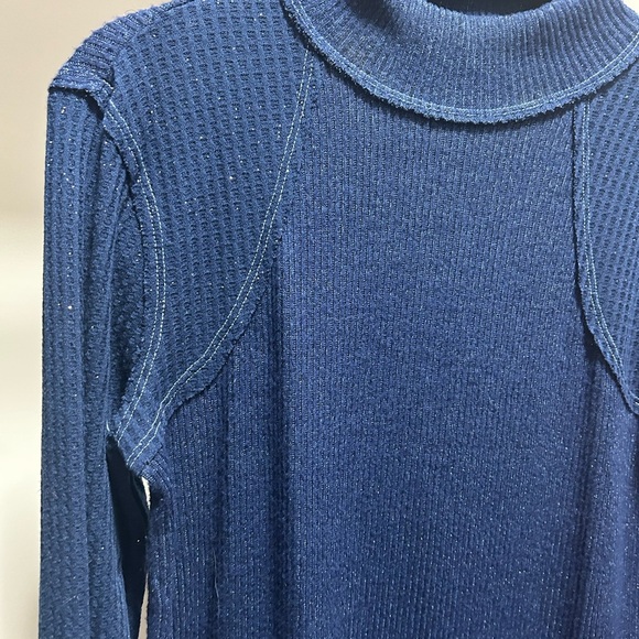Maurices Blue Sparkle Mock Neck Mixer Tee Medium - Picture 3 of 5